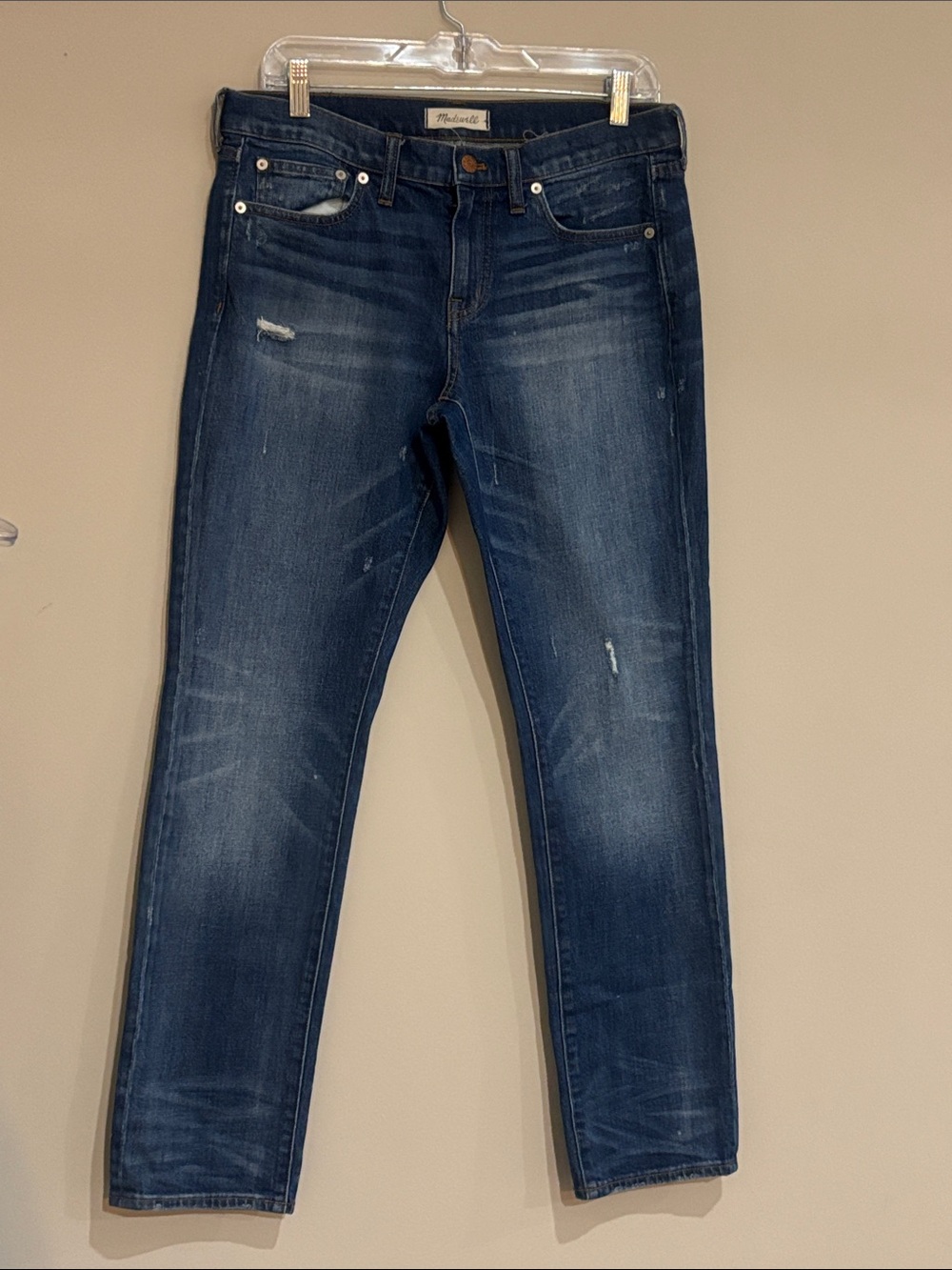 Madewell The Slim Boyfriend Straight Leg Jeans in Faded Dark Blue Midrise